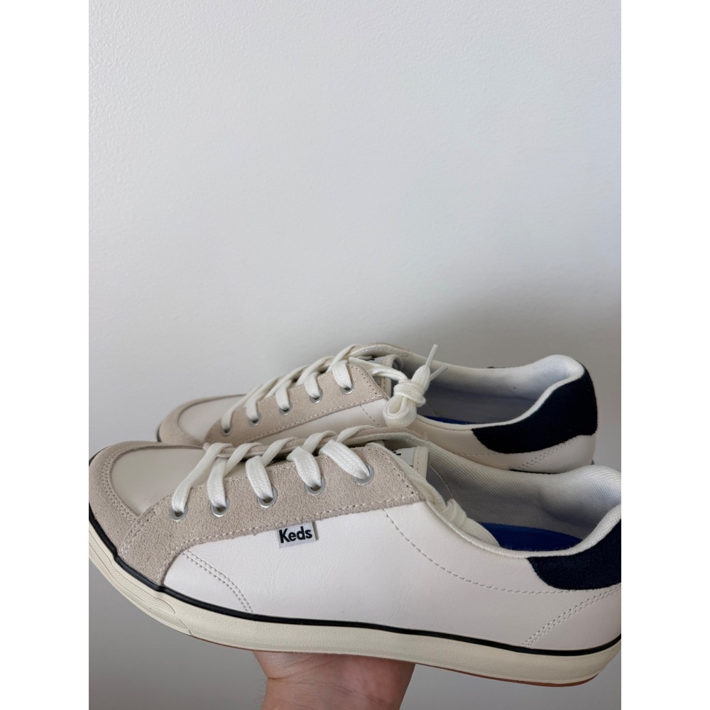 Keds Women's Center III Leather Lace Up Sneakers – Snow White/Navy – Size 9.5 - Picture 6 of 7